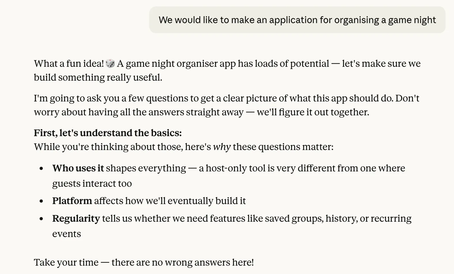 Initial Claude Prompt and response