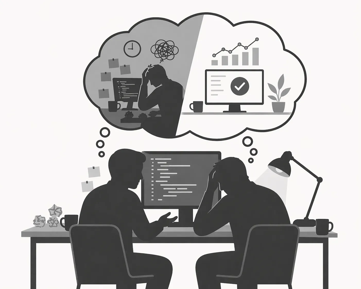 An image of a person combining metrics with spending time with developers on their experience and pain points.