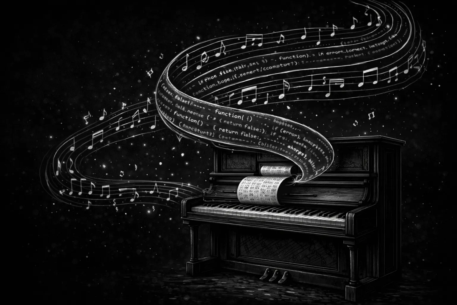 A player piano producing music and software.